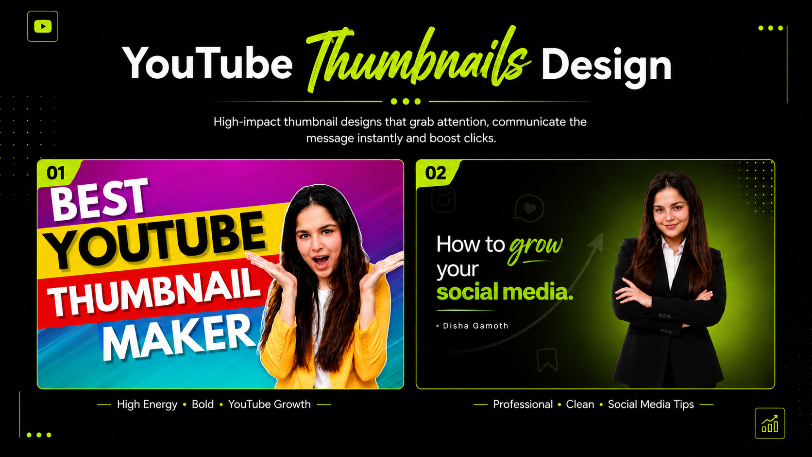 Thumbnails 01 — 02 — graphic design work by Disha Gamoth